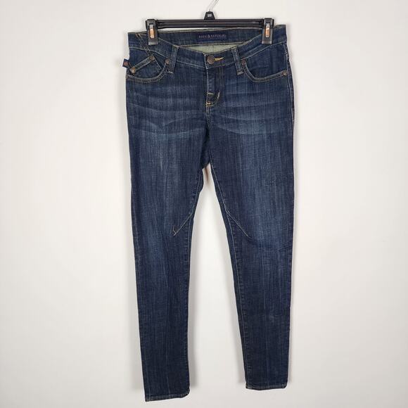 Rock & Republic Womens Straight Skinny Jeans 0/28 Dark Wash Whiskering Classic - Picture 1 of 11